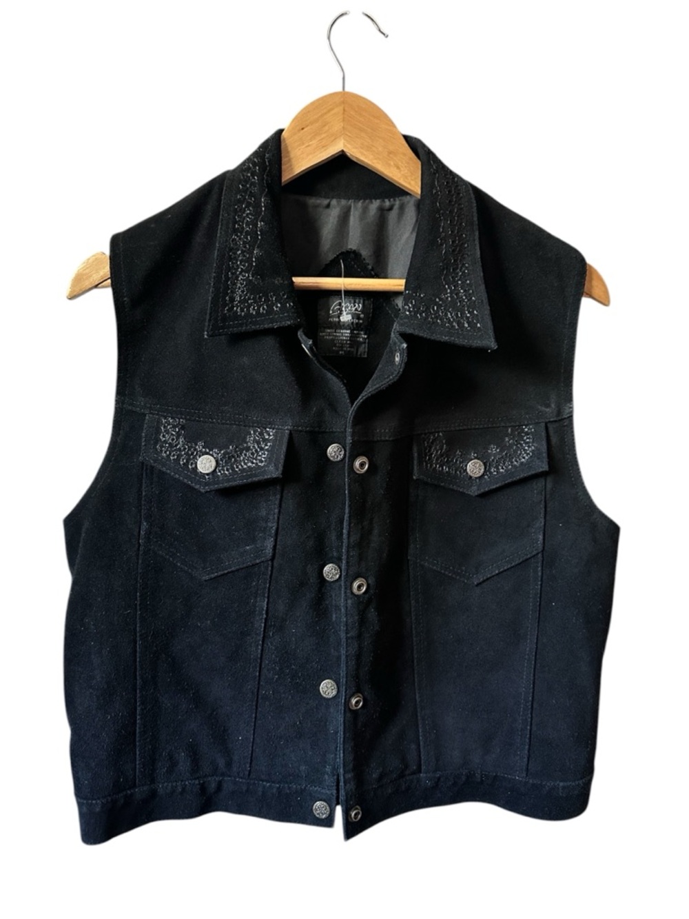 Agapo Petite Collection Black Suede Leather Vest Size Petite Large NWOT